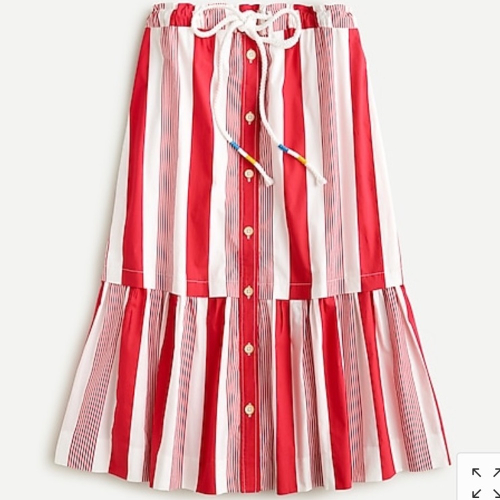 Cotton poplin drawstring skirt in stripe
